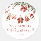 Santa Baby Winter Kerstmis Baby Shower Sticker (Voorkant)