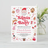 Santa Baby Winter Kerstmis Meisje Baby shower Kaart (Staand voorkant)