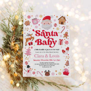 Santa Baby Winter Kerstmis Meisje Baby shower Kaart