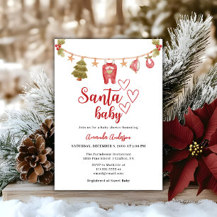 Santa Baby Winter Kerstmis Rode Baby Shower Kaart