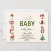 Santa Baby Woodland Winter Christmas Baby shower Kaart (Voorkant)