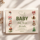 Santa Baby Woodland Winter Christmas Baby shower Kaart