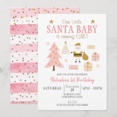 Santa Baby wordt een, meisje verjaardagsfeestje Kaart (Voorkant / Achterkant)