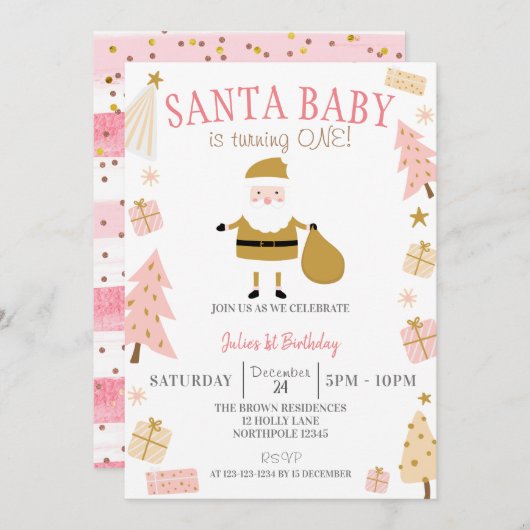 Santa Baby wordt er een, Meisje Kerstmis Verjaarda Kaart (Voorkant / Achterkant)