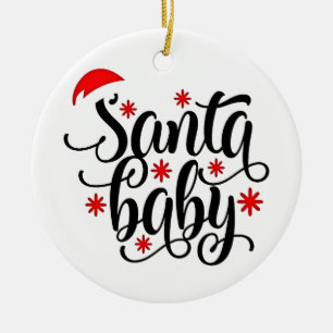 Santa Baby zwangerschapsaankondiging kerstman Keramisch Ornament