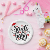 Santa Baby zwangerschapsaankondiging kerstman Papieren Bordje (Feest)