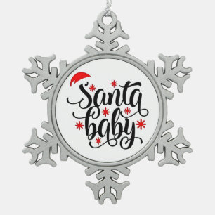 Santa Baby zwangerschapsaankondiging kerstman Tin Sneeuwvlok Ornament