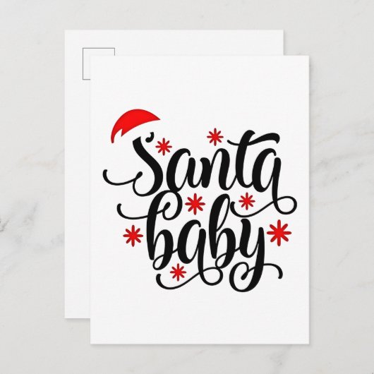 Santa Baby zwangerschapsaankondiging kerstman Uitnodiging Briefkaart (Voorkant / Achterkant)