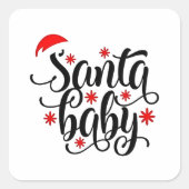 Santa Baby zwangerschapsaankondiging kerstman Vierkante Sticker (Voorkant)