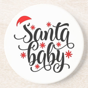 Santa Baby zwangerschapsaankondiging kerstman Zandsteen Onderzetter