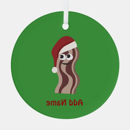 Santa Bacon Glas Ornament (Achterkant)