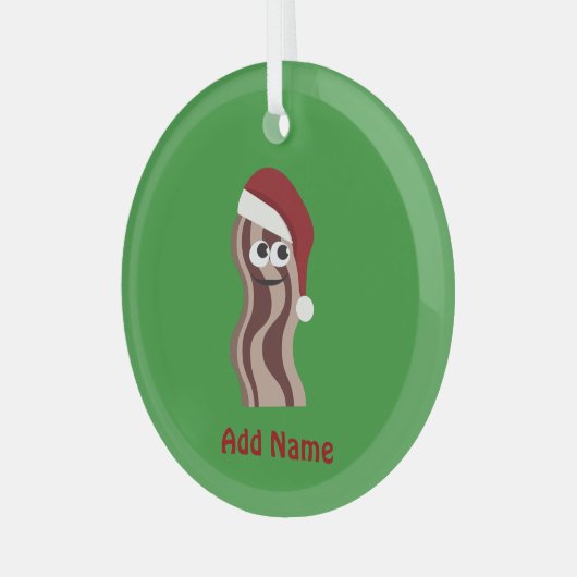 Santa Bacon Glas Ornament (Voorkant links)