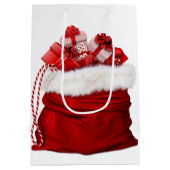 Santa Bag Full of Presents Red And White Gift Bag Medium Cadeauzakje (Achterkant)