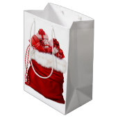 Santa Bag Full of Presents Red And White Gift Bag Medium Cadeauzakje (Achterkant Gekanteld)
