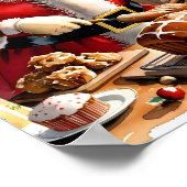 Santa Baking Christmas Brood Keuken Wandkunst Poster (Hoek)