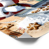 Santa Baking Gingerbread Cookies Keuken Muur Kunst Poster (Hoek)