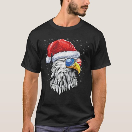 Santa Bald Eagle Men USA Flag Christmas Patriotic  T-shirt (Voorkant)
