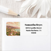 Santa Barbara Beach California Retouradres Etiket (Insitu)