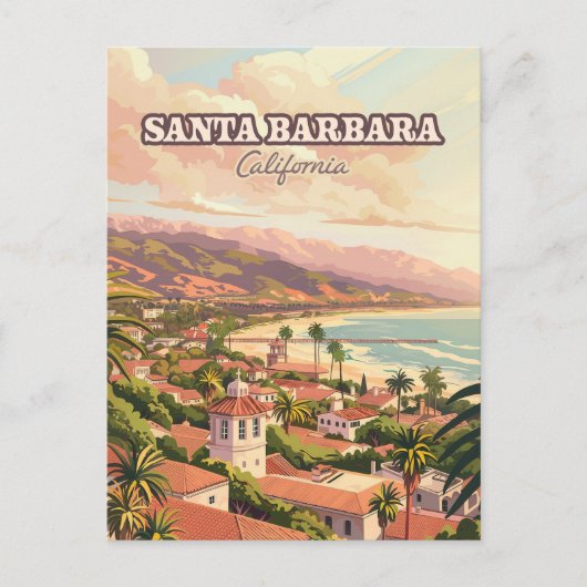 Santa Barbara Beach Central Coast Californië Retro Briefkaart (Voorkant)