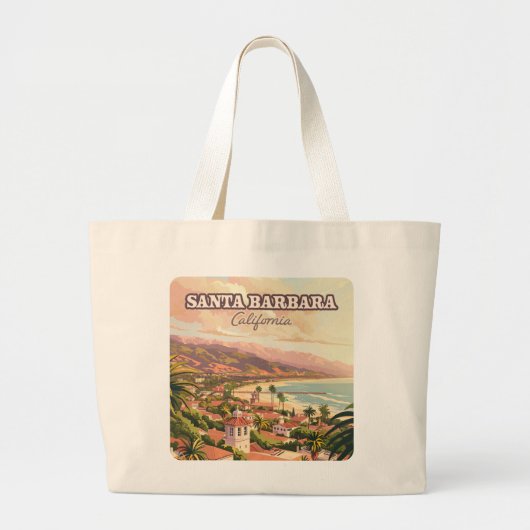 Santa Barbara Beach Central Coast Californië Retro Grote Tote Bag (Voorkant)
