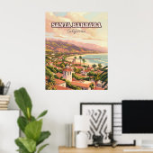Santa Barbara Beach Central Coast Californië Retro Poster (Thuiskantoor)