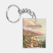 Santa Barbara Beach Central Coast Californië Retro Sleutelhanger (Voorkant Links)