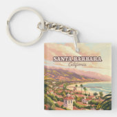 Santa Barbara Beach Central Coast Californië Retro Sleutelhanger (Voorkant)