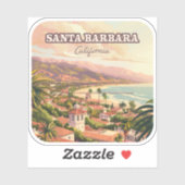 Santa Barbara Beach Central Coast Californië Retro Sticker (Vel)