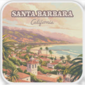 Santa Barbara Beach Central Coast Californië Retro Sticker (Voorkant)
