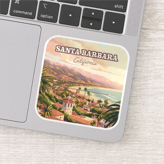 Santa Barbara Beach Central Coast Californië Retro Sticker (Detail)