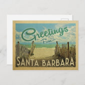 Santa Barbara Beach Vintage Travel Briefkaart (Voorkant / Achterkant)