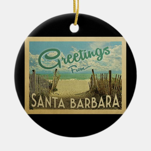 Santa Barbara Beach Vintage Travel Keramisch Ornament (Voorkant)