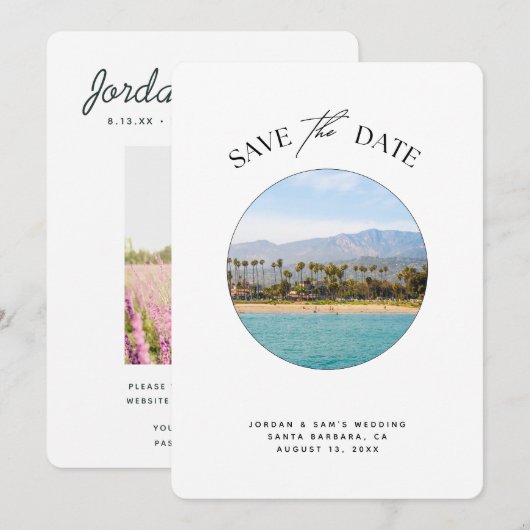 Santa Barbara Beach Wedding Save the Date Kaart (Voorkant / Achterkant)