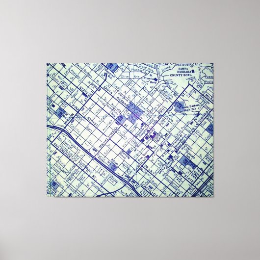 SANTA BARBARA, CA kaart Canvas Afdruk (Voorkant)