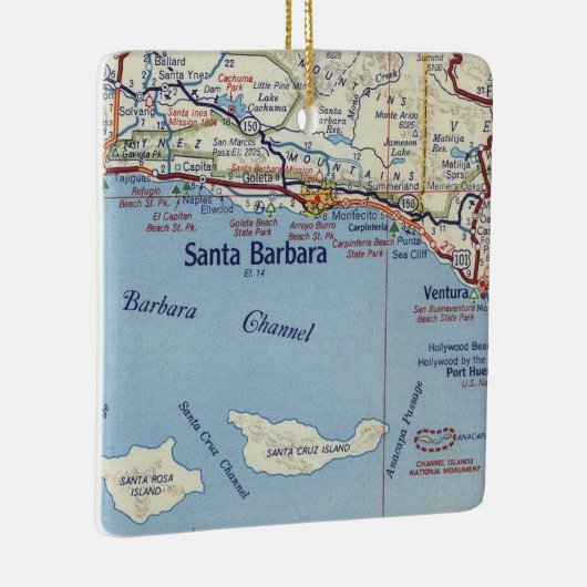 Santa Barbara CA  map Keramisch Ornament (Rechts)