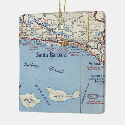 Santa Barbara CA  map Keramisch Ornament (Links)