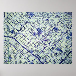 Santa Barbara, CA  Map Poster