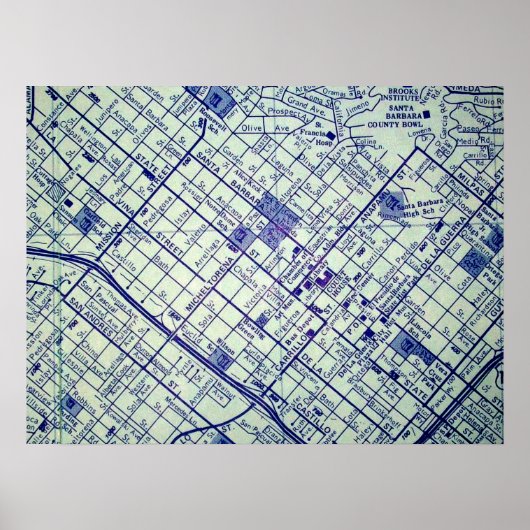 Santa Barbara, CA  Map Poster (Voorkant)