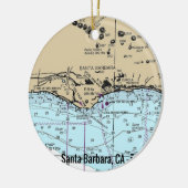 Santa Barbara CA Nautical Chart Keramisch Ornament (Links)