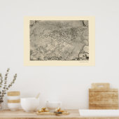 Santa Barbara, CA Panoramic Map - 1896 Poster (Keuken)