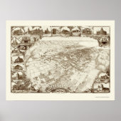 Santa Barbara, CA Panoramic Map - 1898 Poster (Voorkant)