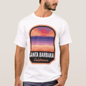 Santa Barbara CA Retro Sunset T-shirt (Voorkant)