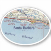 Santa Barbara CA  routekaart Sticker (Voorkant)