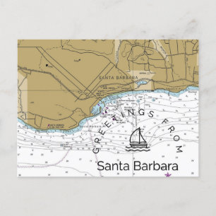 Santa Barbara CA Yacht Chart Briefkaart