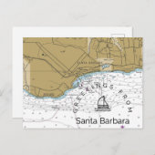 Santa Barbara CA Yacht Chart Briefkaart (Voorkant / Achterkant)