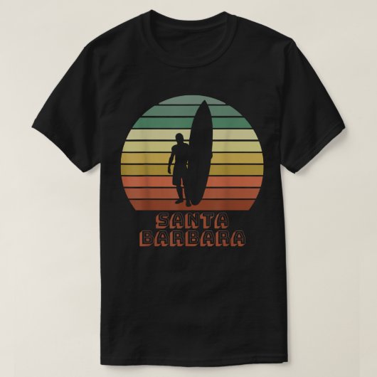 Santa Barbara California Beach Surfer Retro Sunset T-shirt (Design voorkant)