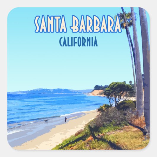 Santa Barbara California Butterfly Beach Montecito Vierkante Sticker (Voorkant)
