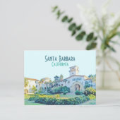Santa Barbara California Courthouse Waterverf Briefkaart (Staand voorkant)