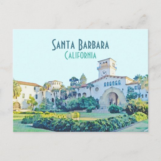 Santa Barbara California Courthouse Waterverf Briefkaart (Voorkant)