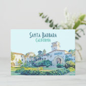 Santa Barbara California Courthouse Waterverf Kaart (Staand voorkant)